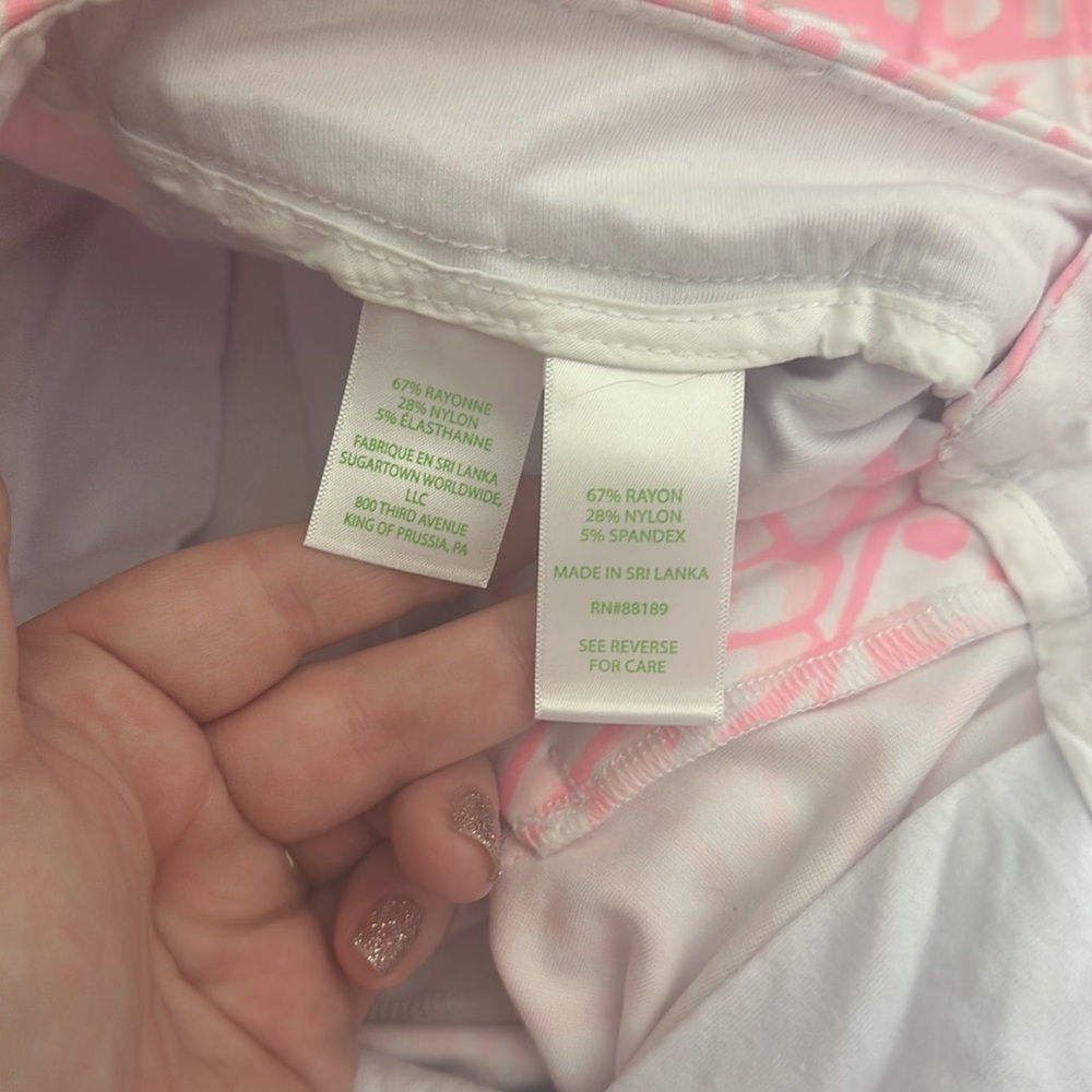 Lilly Pulitzer Jane Pink White Shorts | 00 - Picture 5 of 6